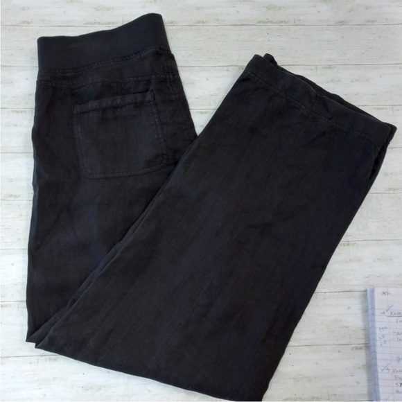 Athleta wide leg linen pants black 6 - Picture 2 of 9